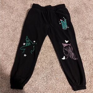 Stylish Black Joggers with Green and Pink Accents
